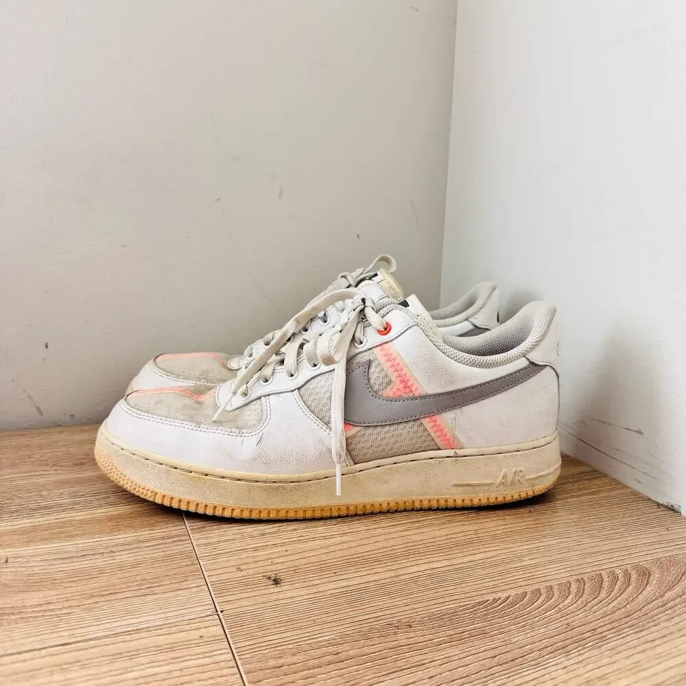Nike Air Force 1 Low Sneakers White Gray Mens Size 11.5